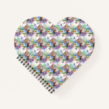 Bengal Cat Motif Heart Shaped Spiral Notebook