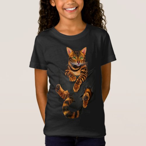 Bengal cat pocket ripper pocket Bengal lover gift T_Shirt