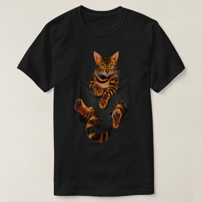 Bengal cat pocket ripper pocket T-Shirt (Design Front)