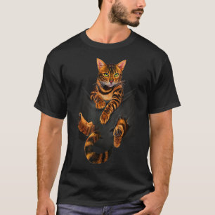 Bengal cat pocket ripper pocket T-Shirt