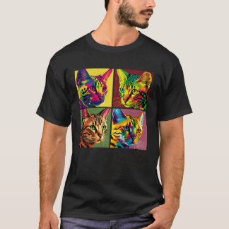 Bengal Cat Pop Illustration Colorful Animal Women  T-Shirt