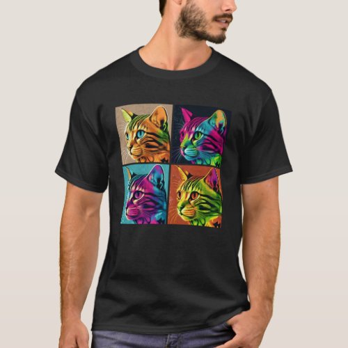 Bengal Cat Pop Illustration Colorful Animal Women  T_Shirt