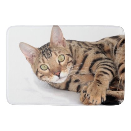 Bengal cat portrait bathroom mat