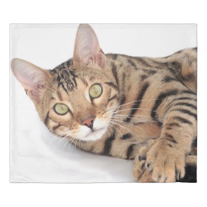 Bengal cat portrait duvet cover