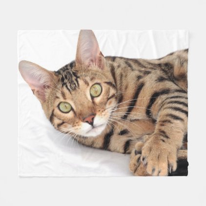 Bengal cat portrait fleece blanket