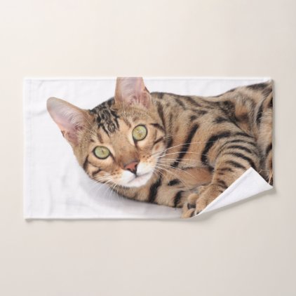 Bengal cat portrait hand towel 