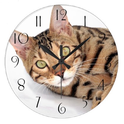 Bengal cat portrait large clock