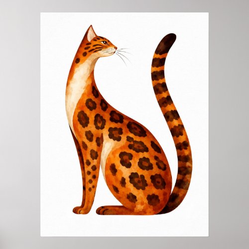 Bengal Cat Profile Watercolor Poster