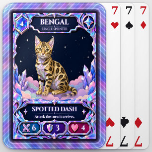 Bengal Cat, Rainbow Foil Art Poker Cards