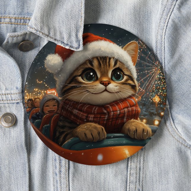 Bengal Cat Roller Coaster Christmas Button (In Situ)