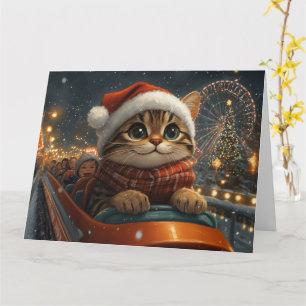 Bengal Cat Roller Coaster Christmas Card
