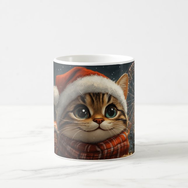 Bengal Cat Roller Coaster Christmas Coffee Mug (Center)