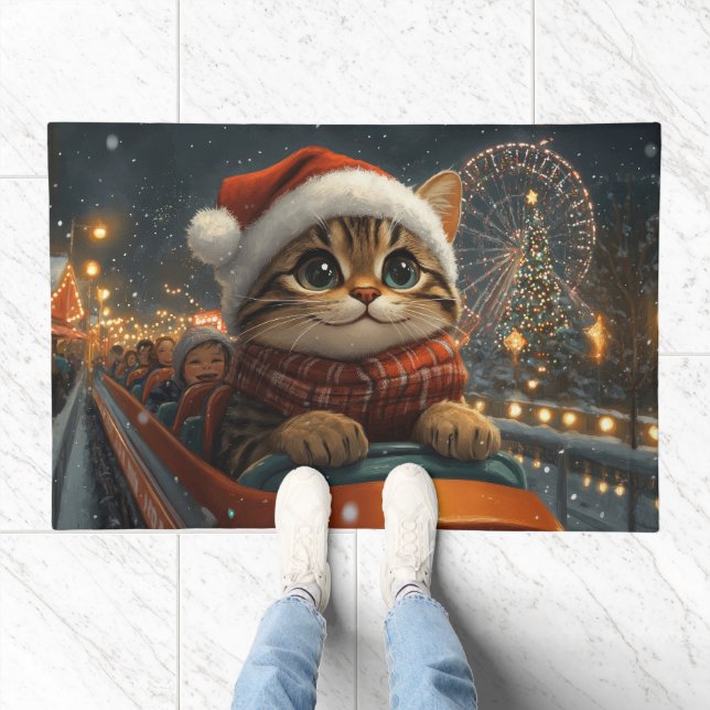Bengal Cat Roller Coaster Christmas Doormat (Indoor)