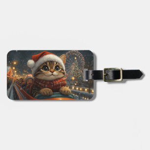 Bengal Cat Roller Coaster Christmas Luggage Tag