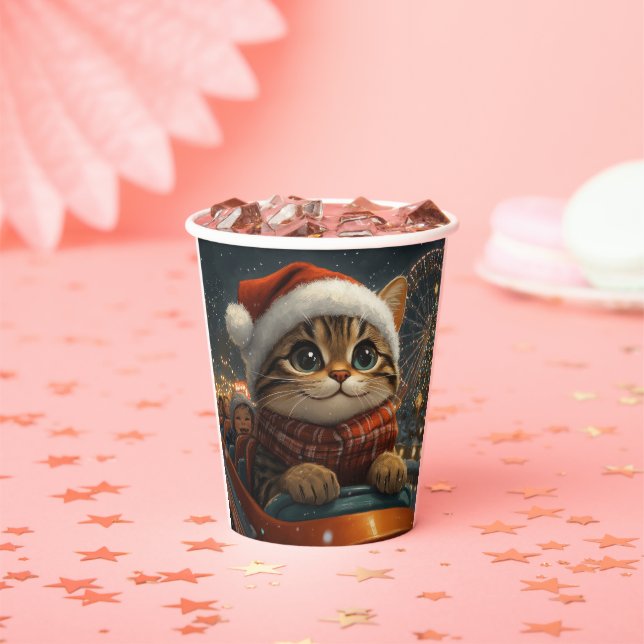 Bengal Cat Roller Coaster Christmas Paper Cups (Insitu)