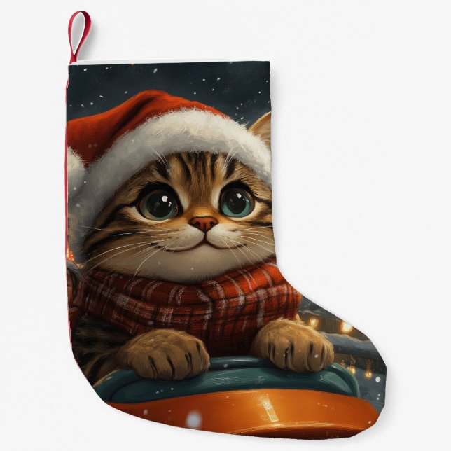 Bengal Cat Roller Coaster Christmas Small Christmas Stocking (Front)