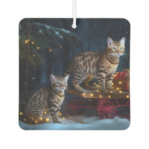 Bengal Cat Snowy Sleigh Ride Christmas Decor  Air Freshener