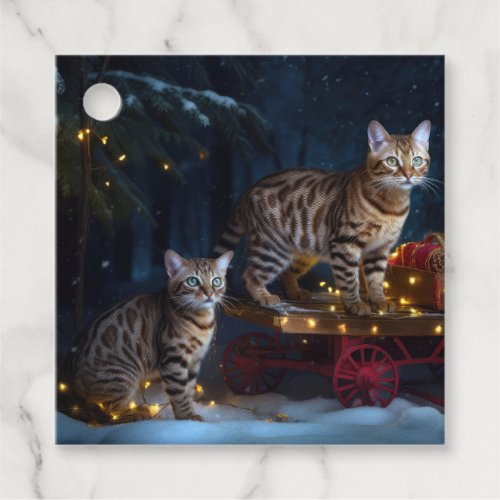 Bengal Cat Snowy Sleigh Ride Christmas Decor  Favor Tags