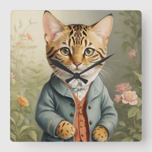 Bengal Cat Square Wall Clock