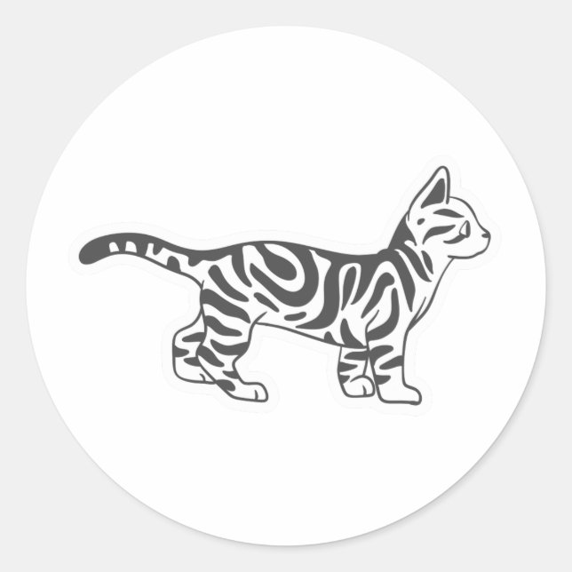 Bengal cat standing - Choose background color Classic Round Sticker (Front)