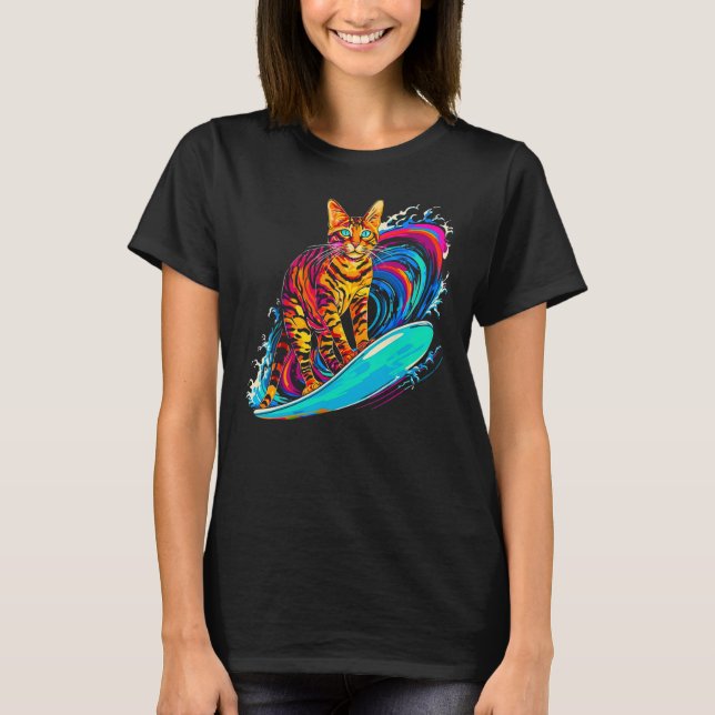 Bengal Cat Surfer T-Shirt (Front)