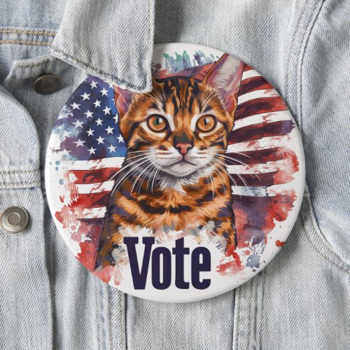 Bengal Cat US Elections Vote for a Change Button
