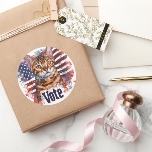 Bengal Cat US Elections Vote for a Change Classic Round Sticker