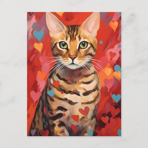 Bengal cat Valentines day  Postcard