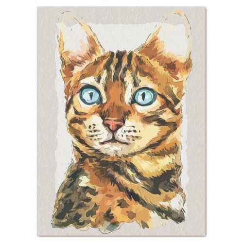 Bengal Cat Watercolor Sketch Tissue Paper