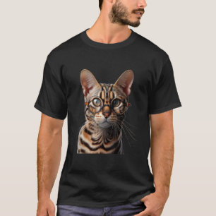 Bengal Cat Wearing Glasses T-Shirt