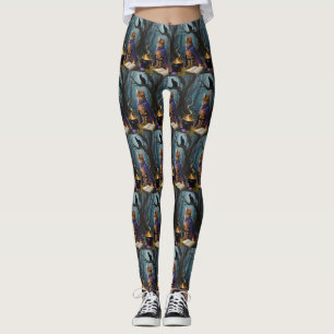 Bengal Cat Whimsical Halloween Painting  Leggings