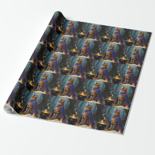 Bengal Cat Whimsical Halloween Painting Wrapping Paper