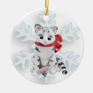 Bengal Cat White Gray Ornament