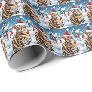 Bengal Cat Winter Wonderland Christmas Joy Wrapping Paper