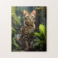 Bengal Cat with Green Foliage. 