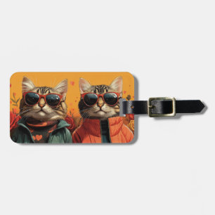Bengal Cat With Heart Roses Valentine's Day Luggage Tag