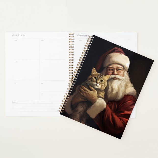 Bengal Cat with Santa Claus Festive Christmas Planner (Display)