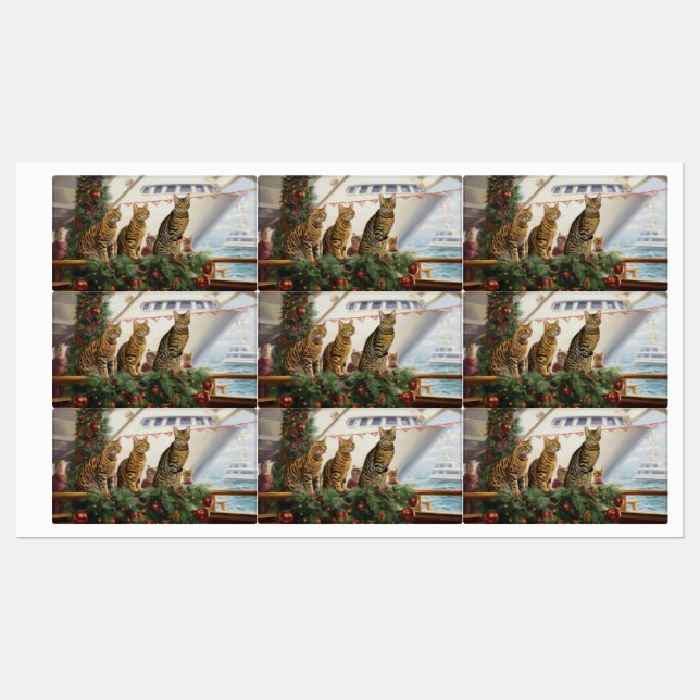 Bengal Cats Christmas Cruise: Pawsome Holiday Labels (Sheet)