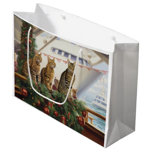 Bengal Cats Christmas Cruise Pawsome Holiday Large Gift Bag