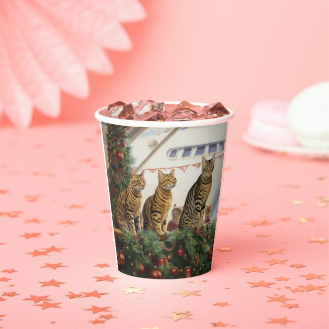 Bengal Cats Christmas Cruise: Pawsome Holiday Paper Cups (Insitu)