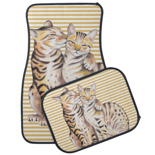 Bengal Cats Ochre Stripes Car Mat