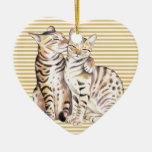 Bengal Cats Ochre Stripes Ceramic Ornament at Zazzle