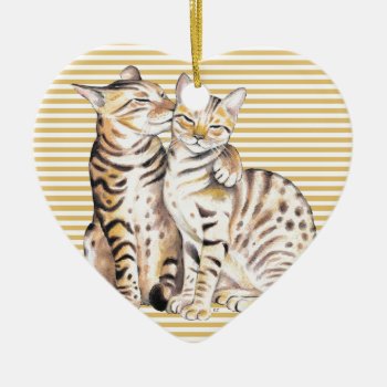 Bengal Cats Ochre Stripes Ceramic Ornament by EveyArtStore at Zazzle
