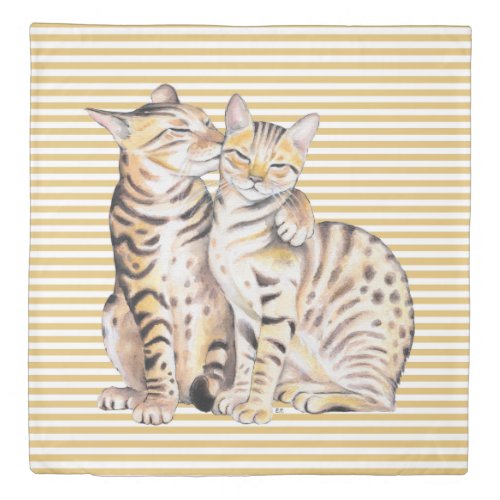 Bengal Cats Ochre Stripes Duvet Cover