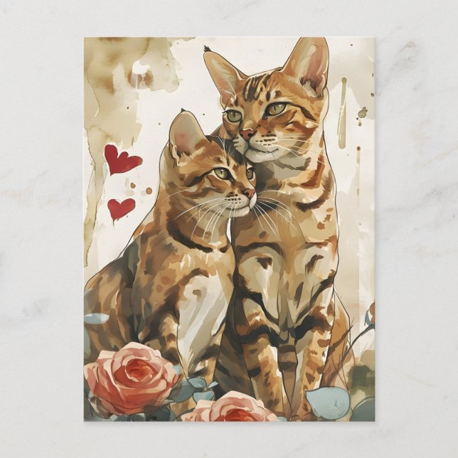 Bengal cats Valentine's day  Postcard (Front)