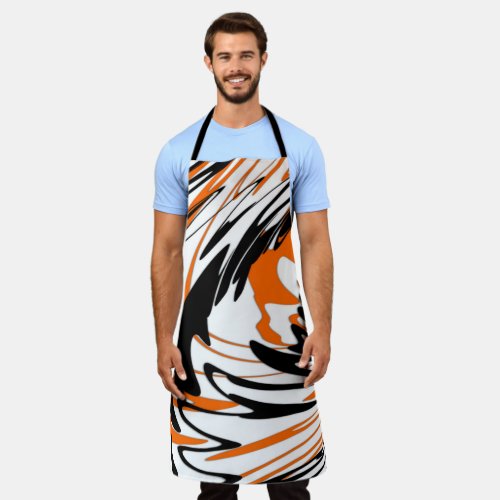 Bengal Colors Squiggly Orange and Black Lines Apron