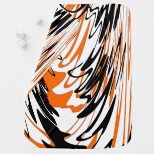 Bengal Colors Squiggly Orange and Black Lines Baby Blanket