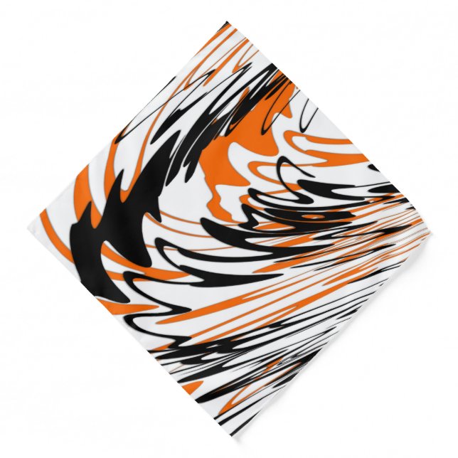 Bengal Colors Squiggly Orange and Black Lines Bandana (Front)