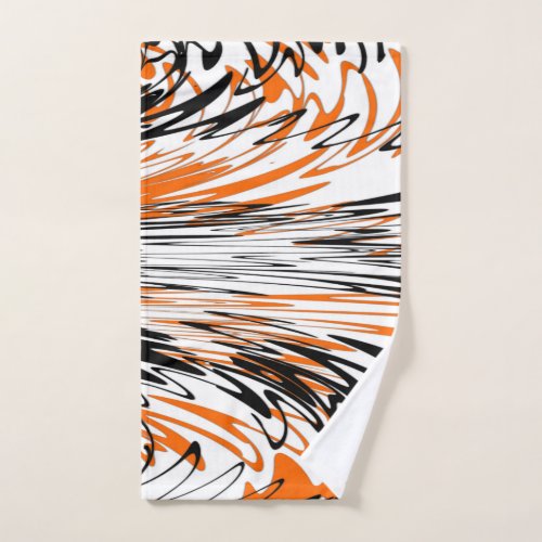 Bengal Colors Squiggly Orange and Black Lines Bath Hand Towel