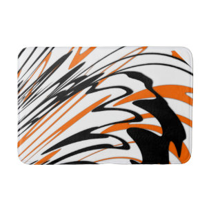 Bengal Colors Squiggly Orange and Black Lines Bath Mat